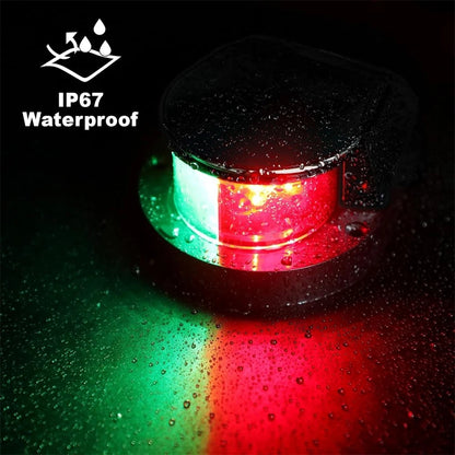 Boat Navigation Light Red-Green LED Marine Navigation Light Bow Lamp Black Shell