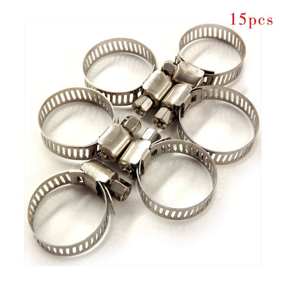 15 Pack 5/16" - 15/32" Drive Hose Clamps Worm Clips