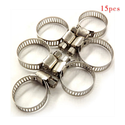 15 Pack 5/16" - 15/32" Drive Hose Clamps Worm Clips
