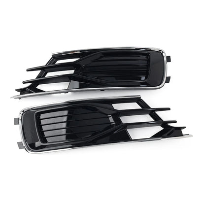 Set of 2 Front Lower Bumper Grille Covers for Audi A6 C7 (2014–2018) Chrome Trim