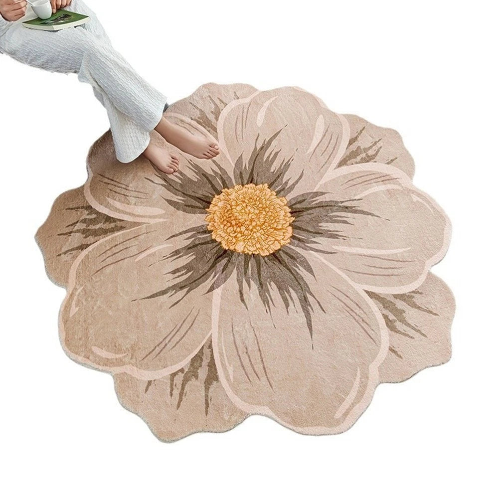 Imitation Cashmere Flower Design Rug for Cozy Home Spaces