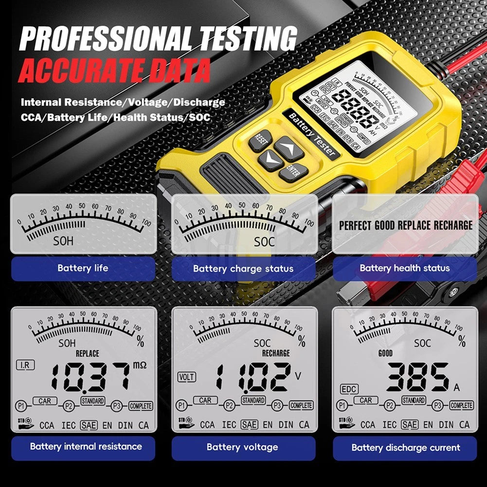 Compact Battery Test Tool for 12V 24V Systems
