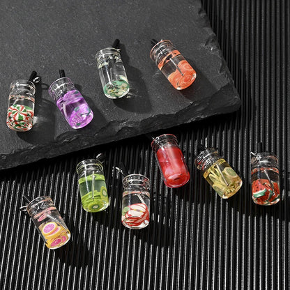 10Pc Resin Mini Bottle Boba Juice Drink Charms for DIY Crafts