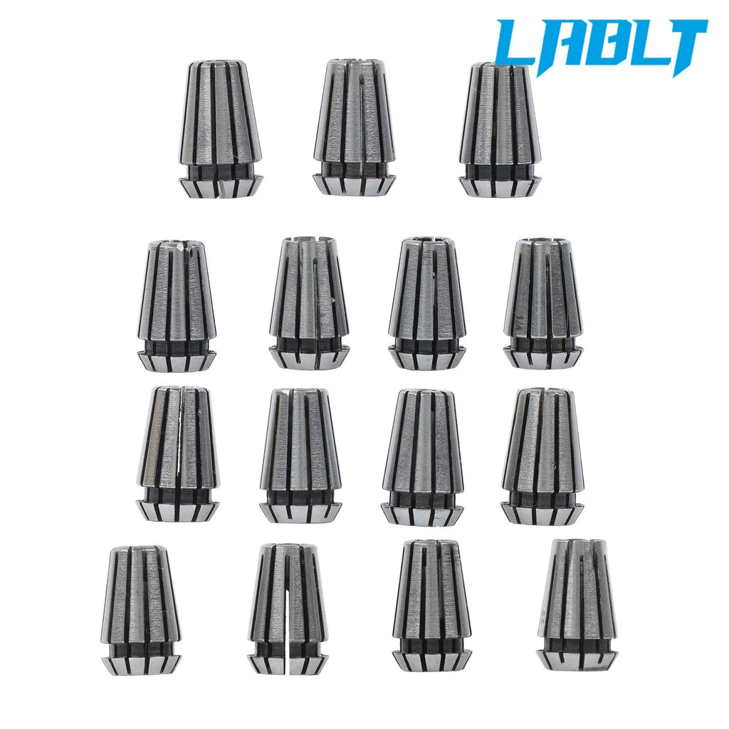 15Pcs ER11 Spring Collet Set with M14 Threading Nuts for Precision Work