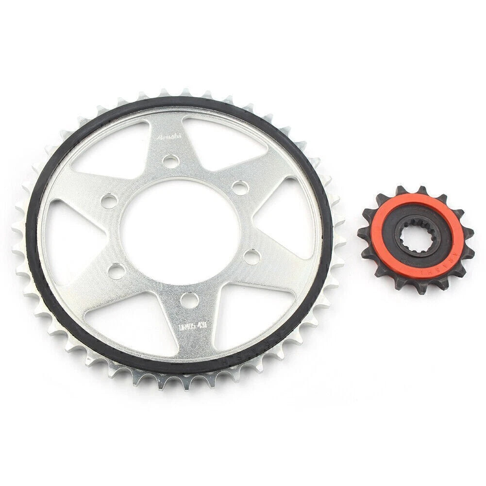 Set of 2 Rubber Cushioned 15T Front & 43T Rear Sprockets for Kawasaki Z1000 (2014–2016)