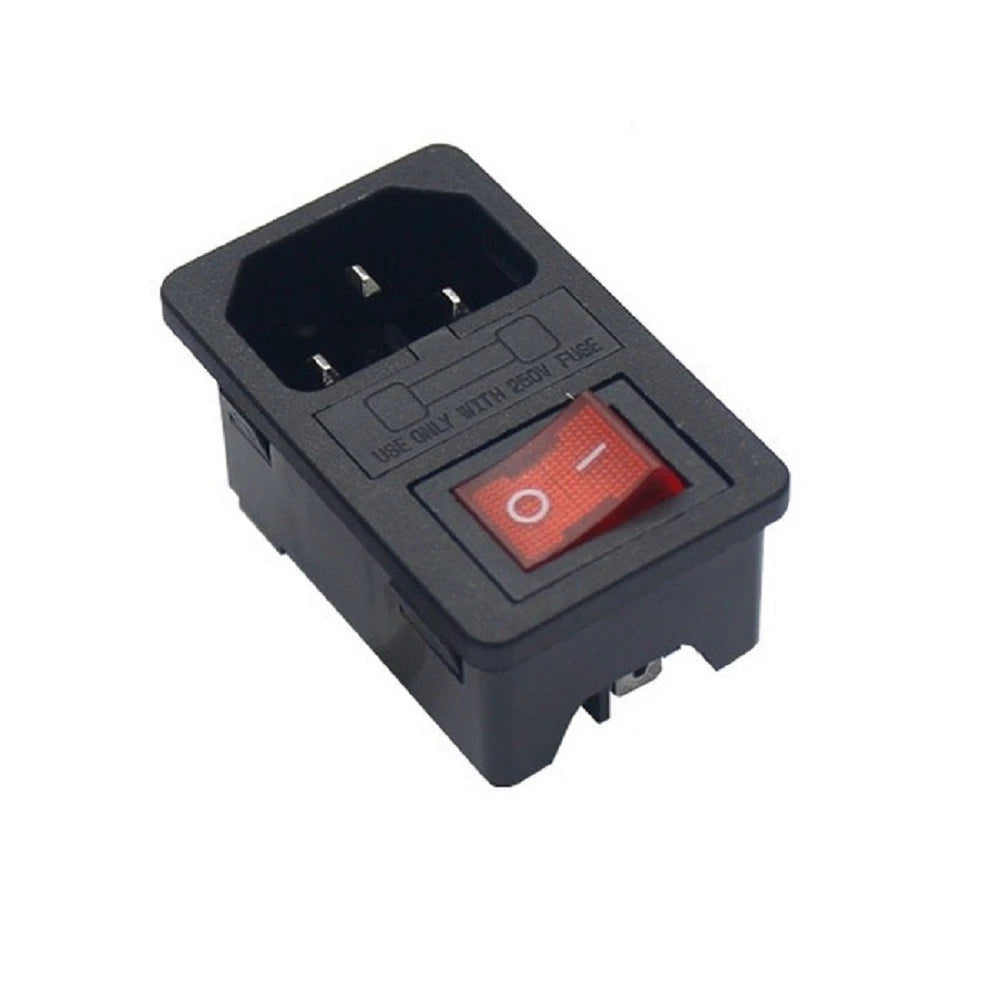 3-in-1 AC Power Socket for with Switch, LED Light, Fuse