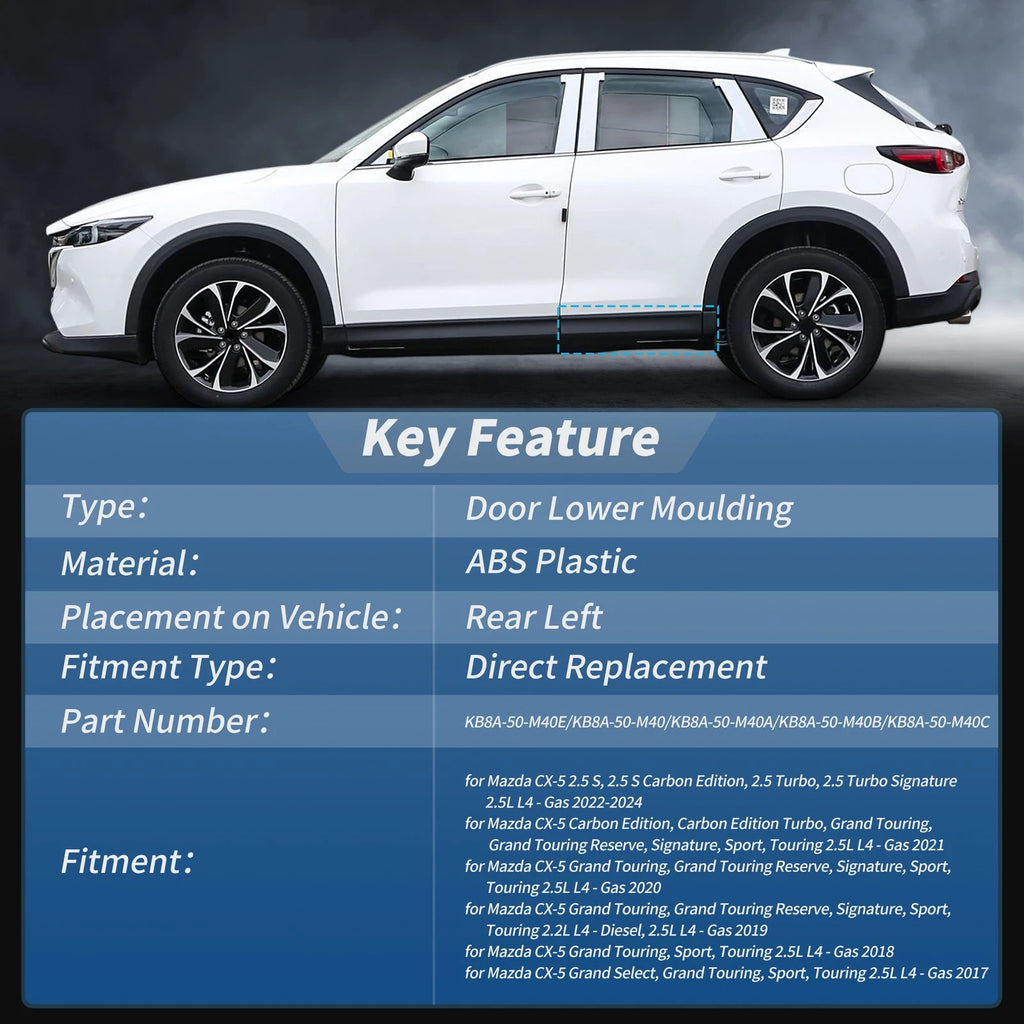 Rear Left Door Lower Trim Garnish Replacement for Mazda CX-5 (2017–2024)