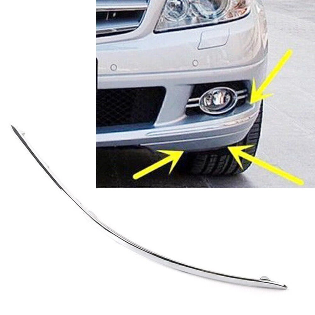 Chrome Front Left Bumper Trim for Mercedes C-Class W204 (2007–2010)