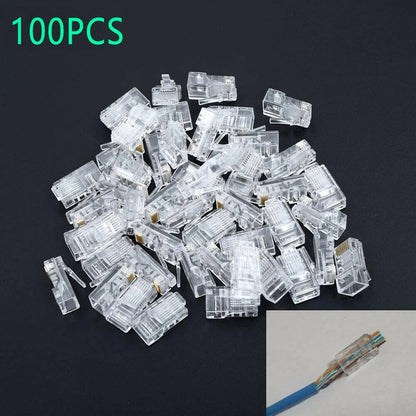 100PCS RJ45 8P8C CAT5e Network Modular Plug Connector