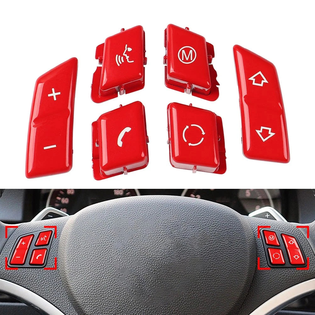 6x ABS Steering Wheel Switch Button Cover for BMW M3 E90 E92 E93