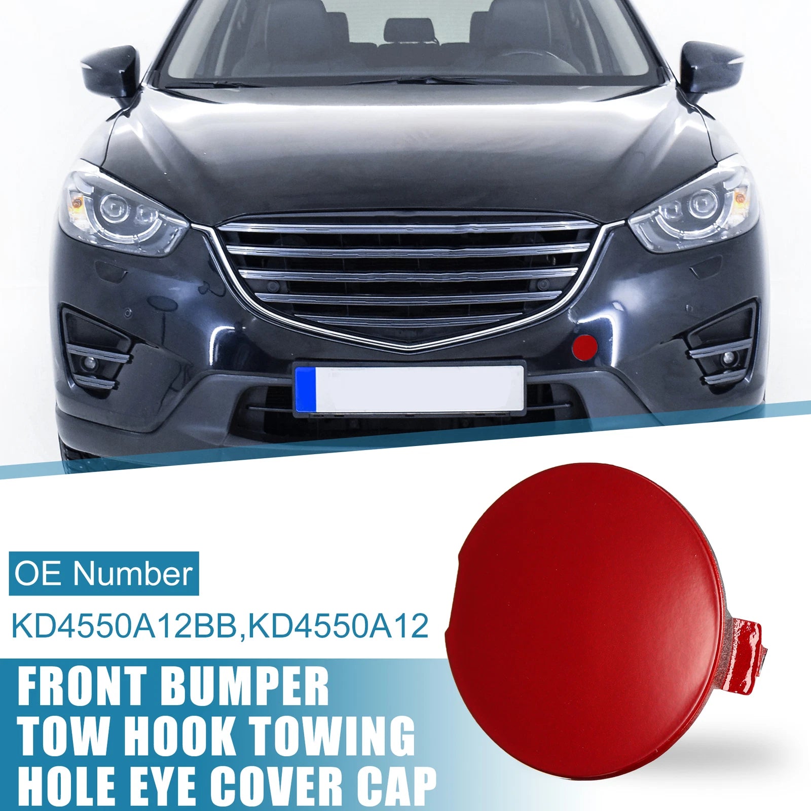 Front Bumper Tow Hook Cover Eye Cap Replacement for Mazda CX-5 (2013–2016)