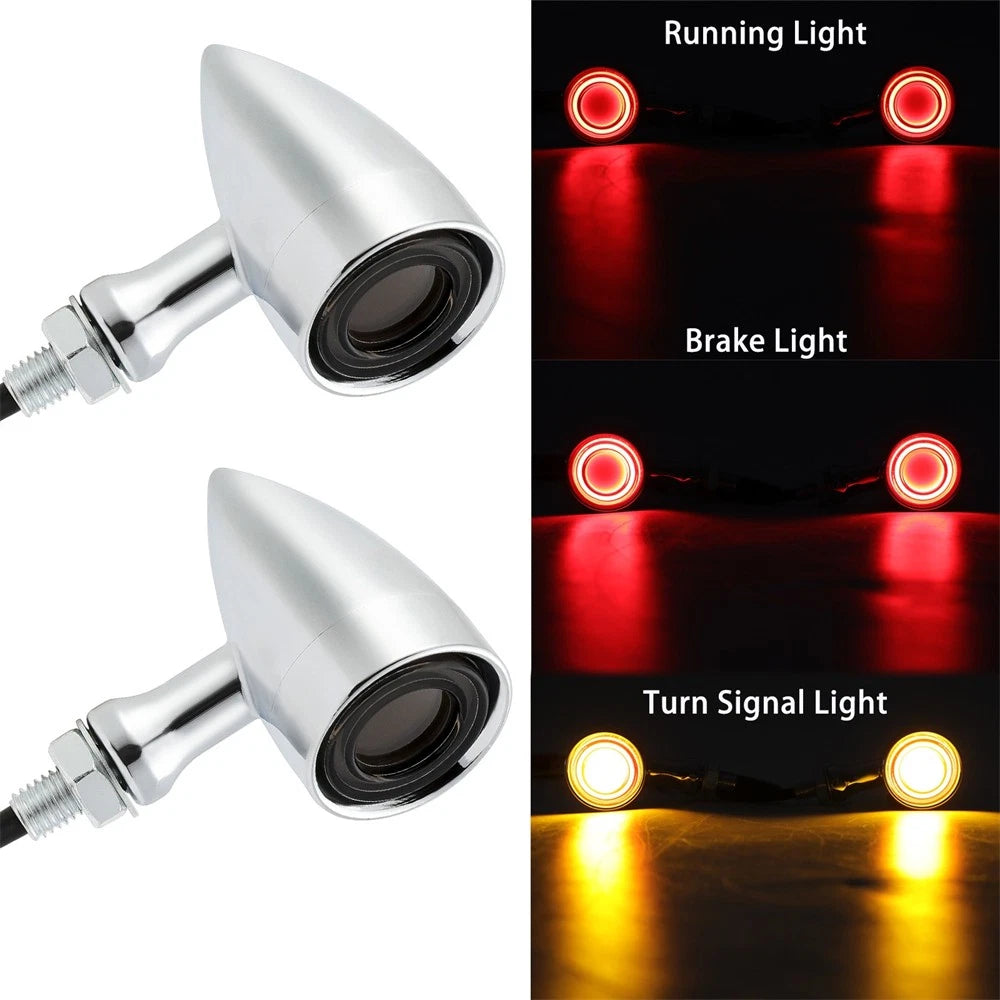 2Pcs LED Turn Signal Blinker Light for Motorcycle (Chrome Housing)