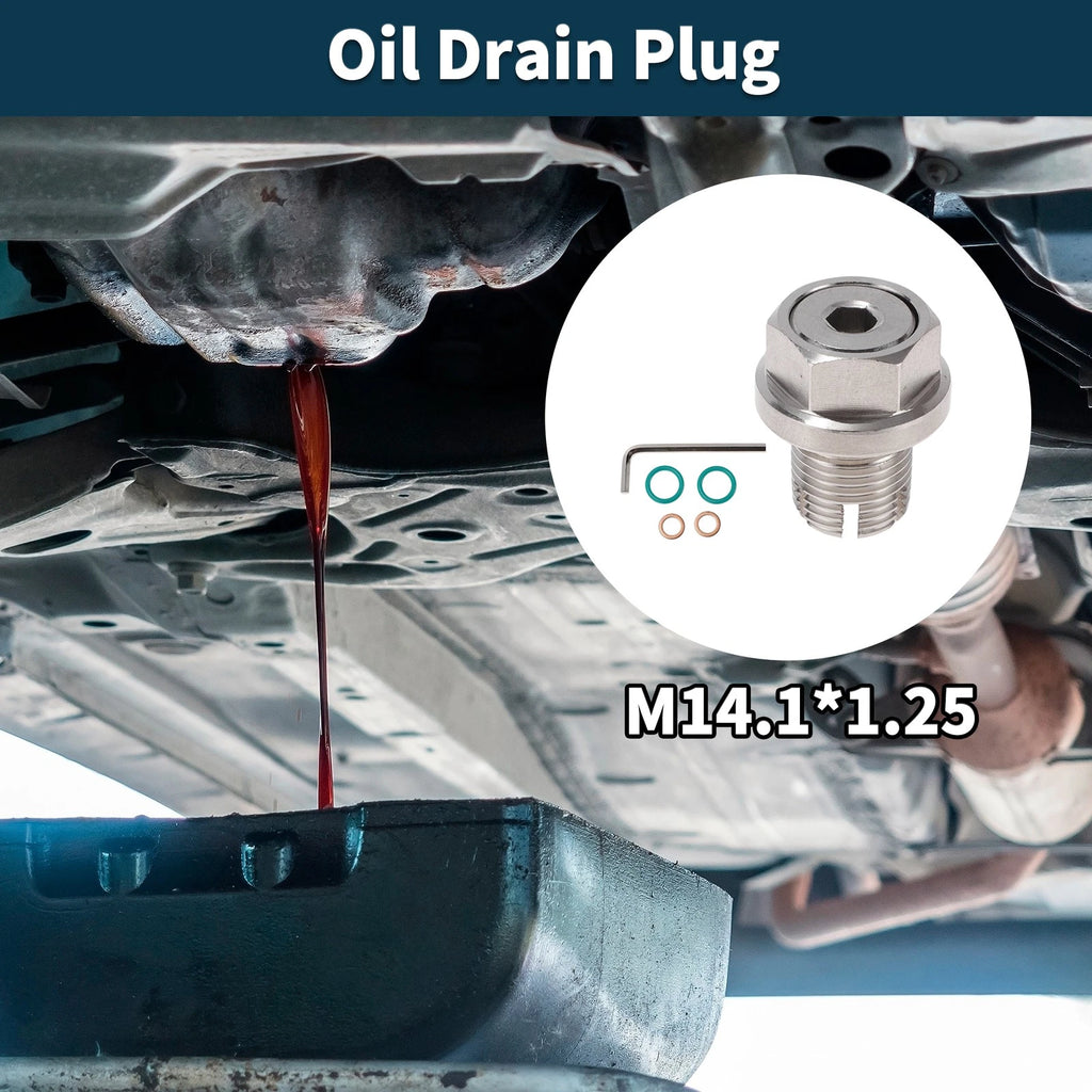 M14.1x1.25 Oil Drain Plug for Universal Applications (Hex Key, 2xRubber Washers)