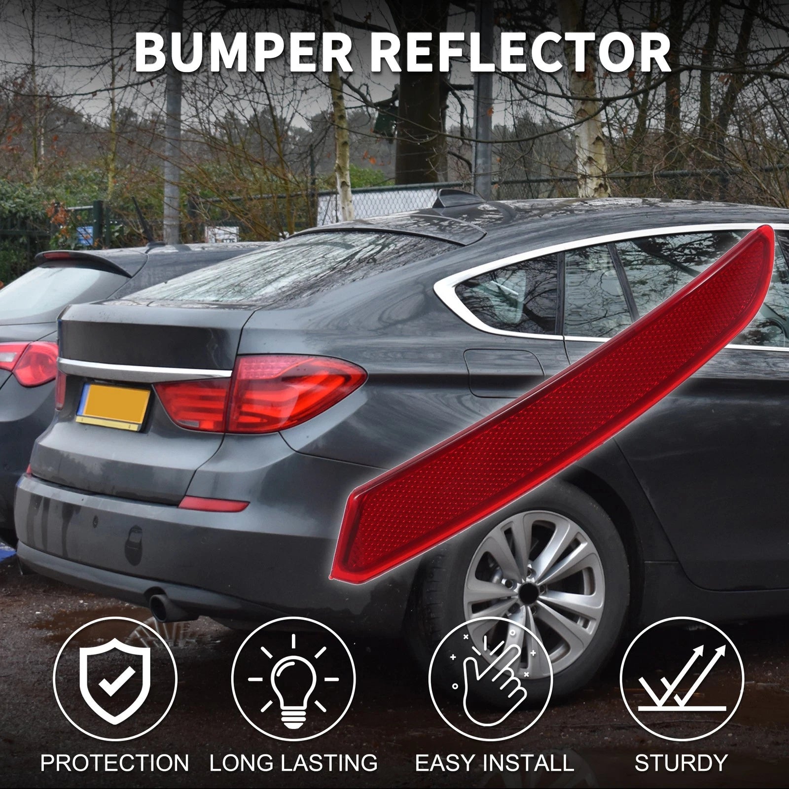 Rear Right Bumper Reflector Replacement for BMW 535i GT (2010–2013) Red
