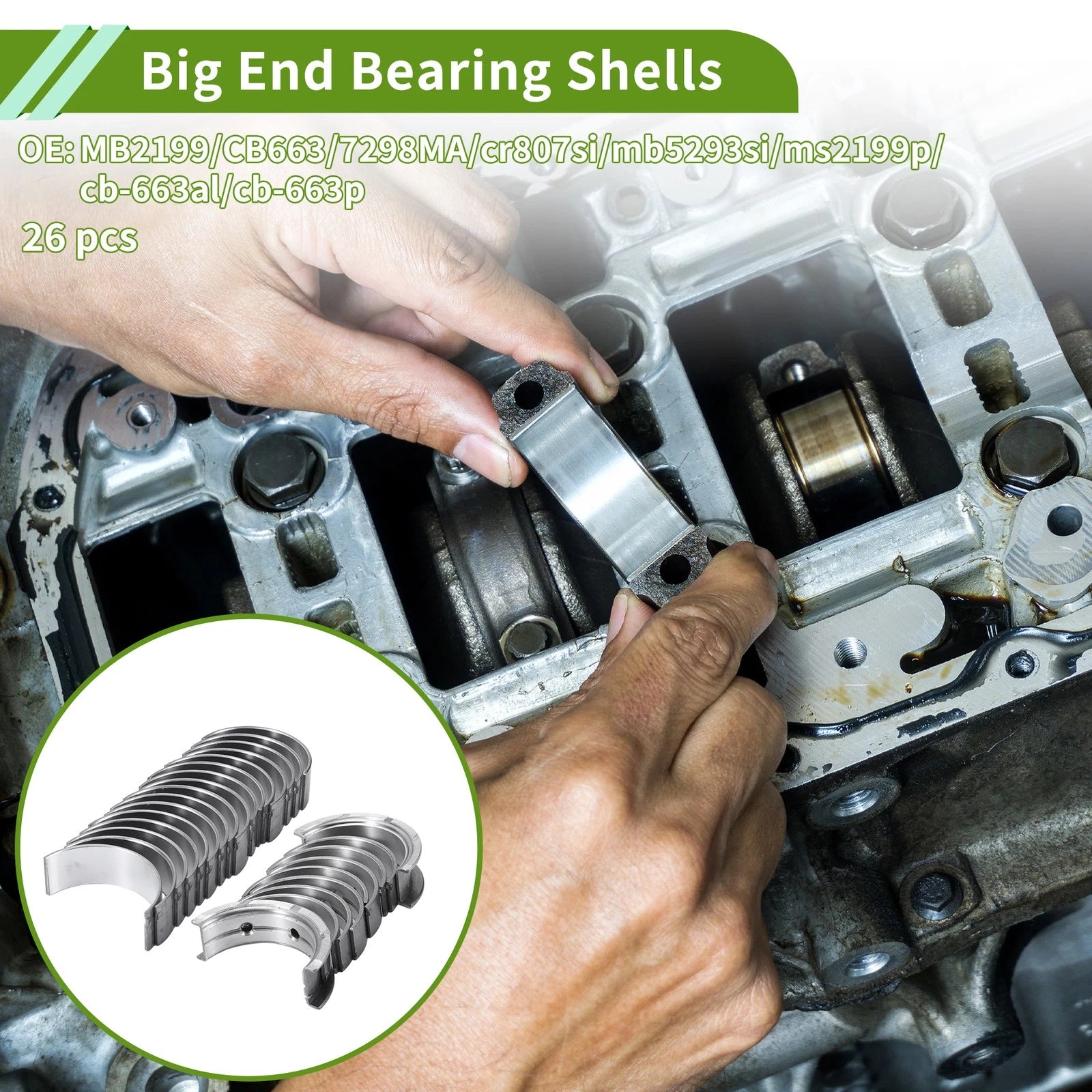 Crankshaft Main Rod Bearings Set Replacement for Chevrolet Gen III LS (1999–2013)