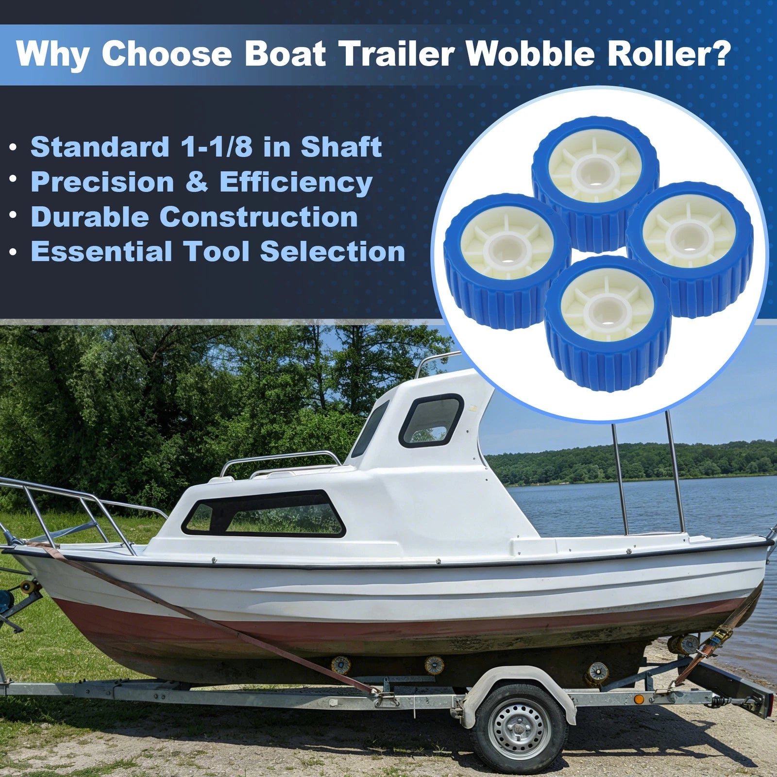 4 Pack 5x3 Boat Trailer Wobble Rollers Replacement for Universal (All Years)