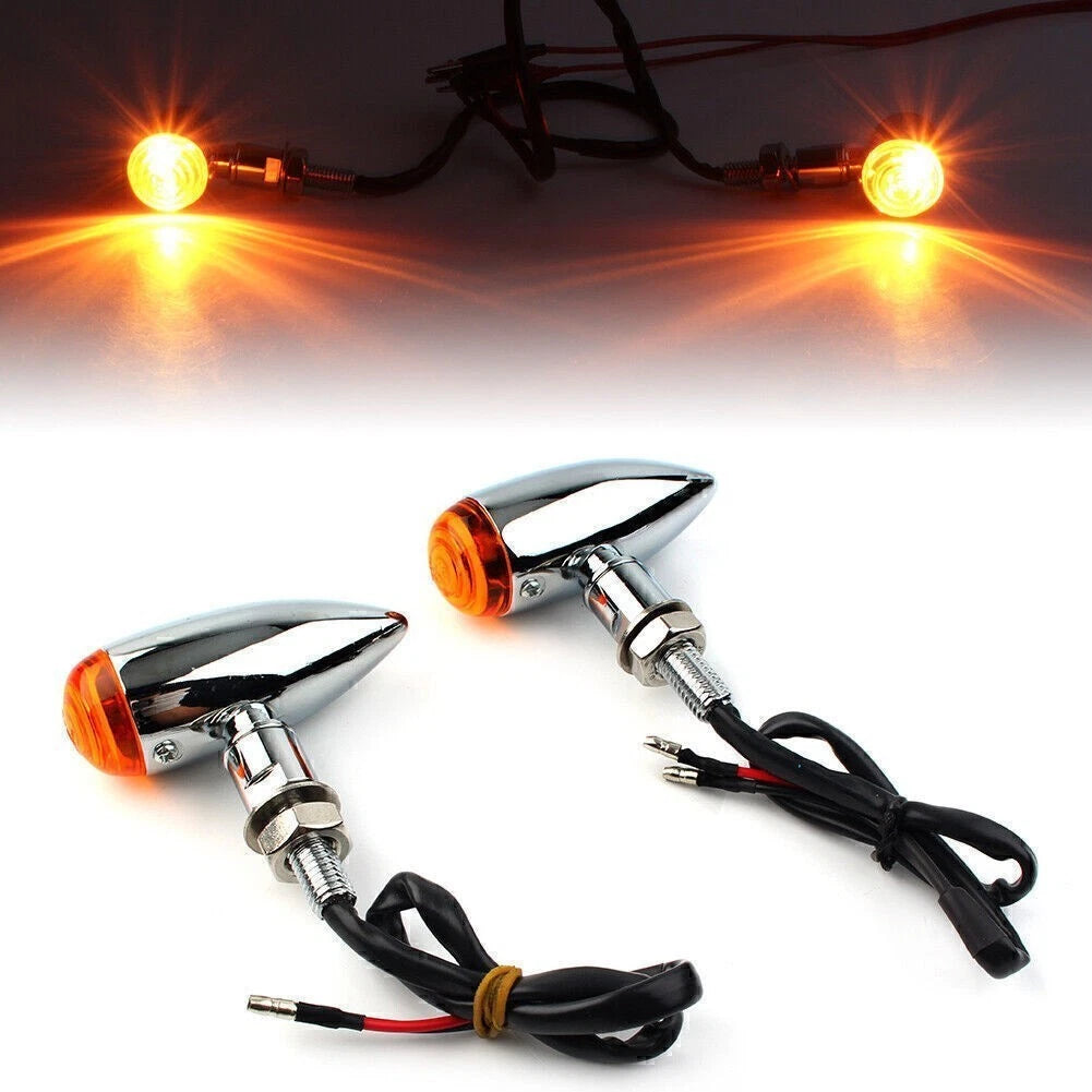 LED Mini Turn Signal Lights for Cruiser Chopper Motorcycle (Universal)