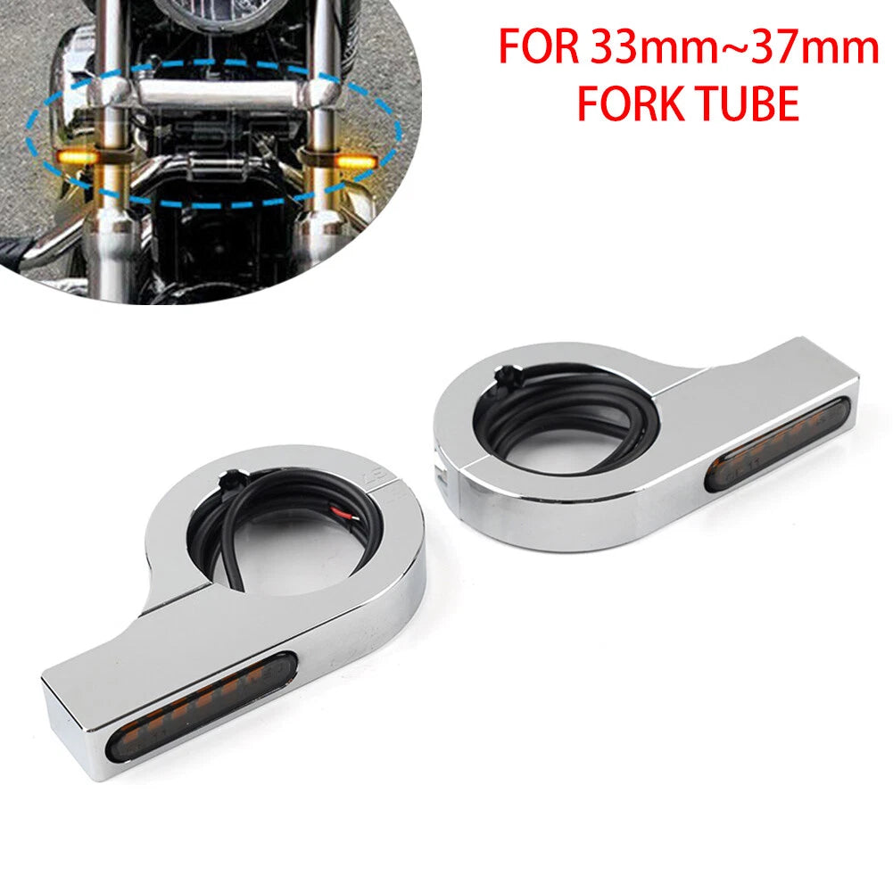 LED Fork Turn Signal Indicator for Harley Touring Dyna (Chrome)