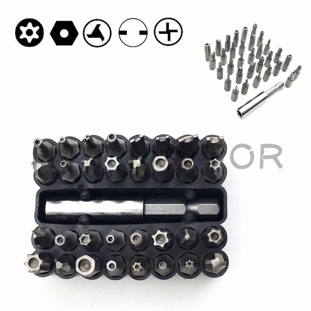 33Pcs Security Bit Set Tamper Proof Torx Spanner Screwdriver Hex Holder