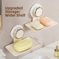 2X Suction Cup Soap Holder Wall Mounted Storage Shelf for Bathroom
