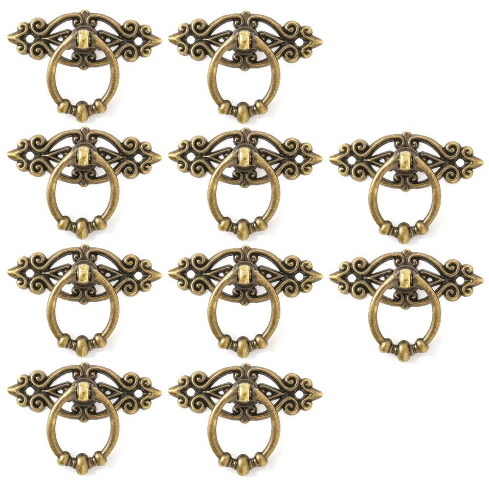 10Pcs Pull Knob Ring Kitchen Bath Cabinet Door Drawer Hardware Handle Zinc Alloy