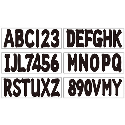 Set of 4 Boat Registration Number Decals A-Z & 0-9 Black