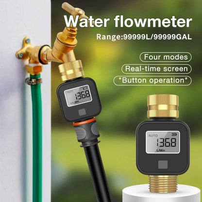 Water Flow Meter Brass 3/4 Inch BSP NH Thread for Garden Use