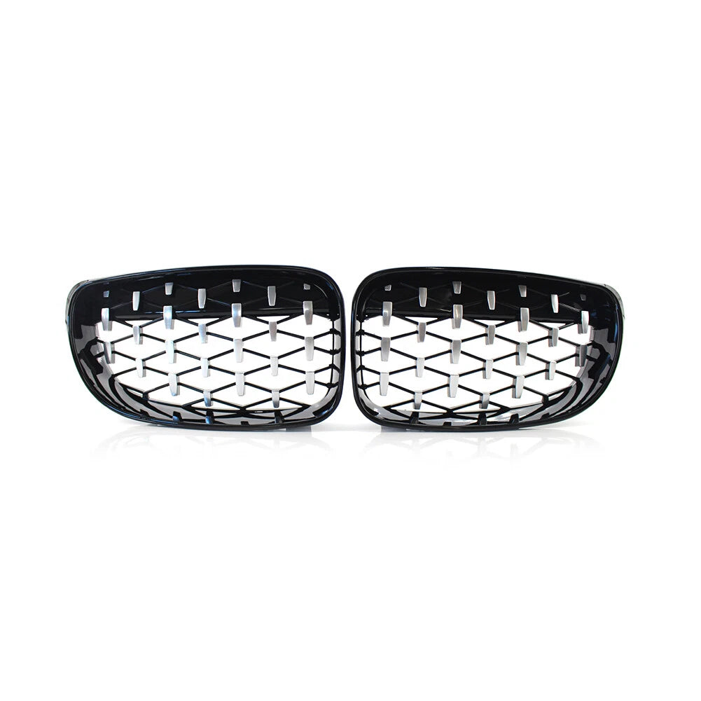 Diamond Front Kidney Grill for BMW 1 Series E81 E82 E87 E88 (2004–2013) Chrome Black