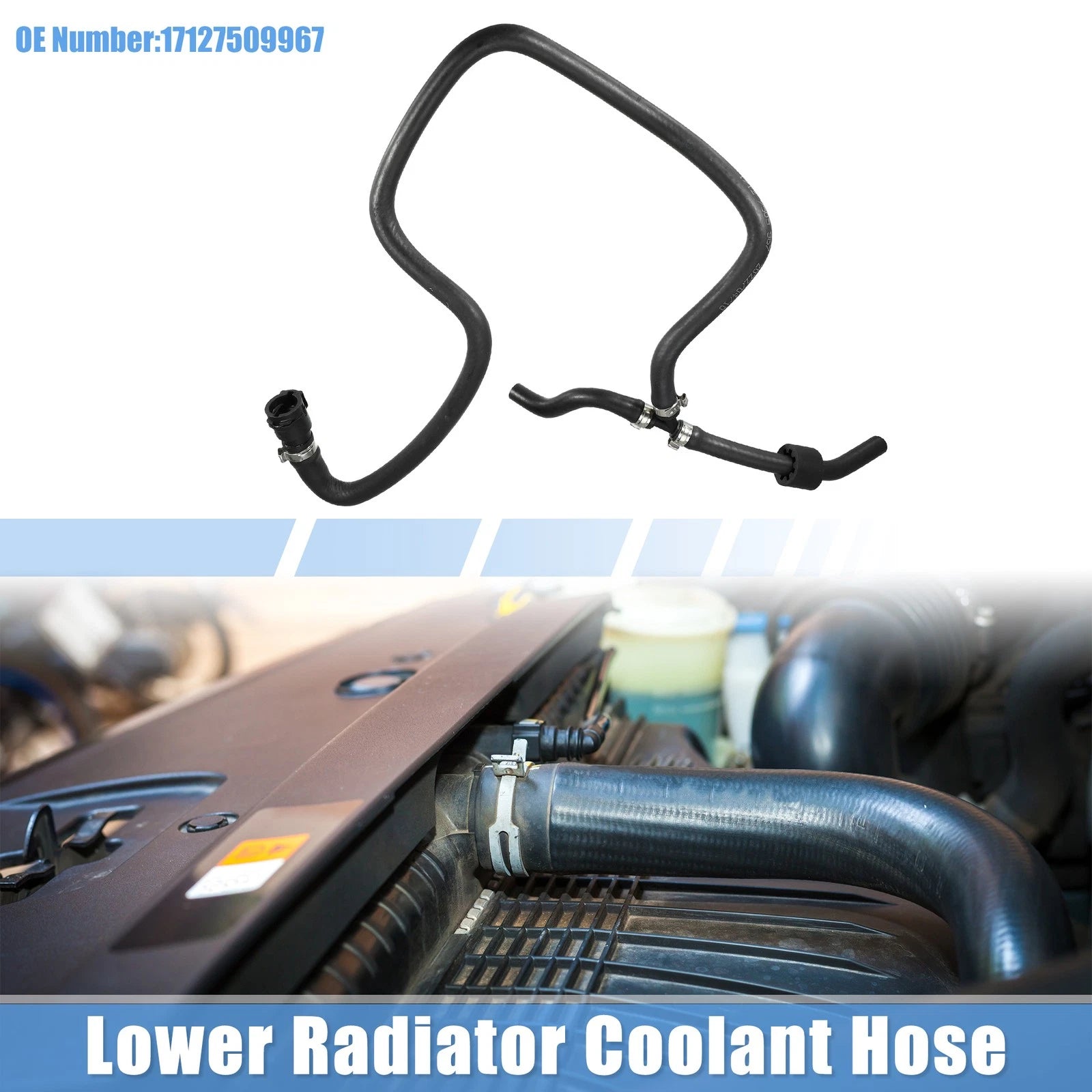 Engine Coolant Hose Replacement for BMW X5 4.4L V8 (2004–2006) Rubber Black