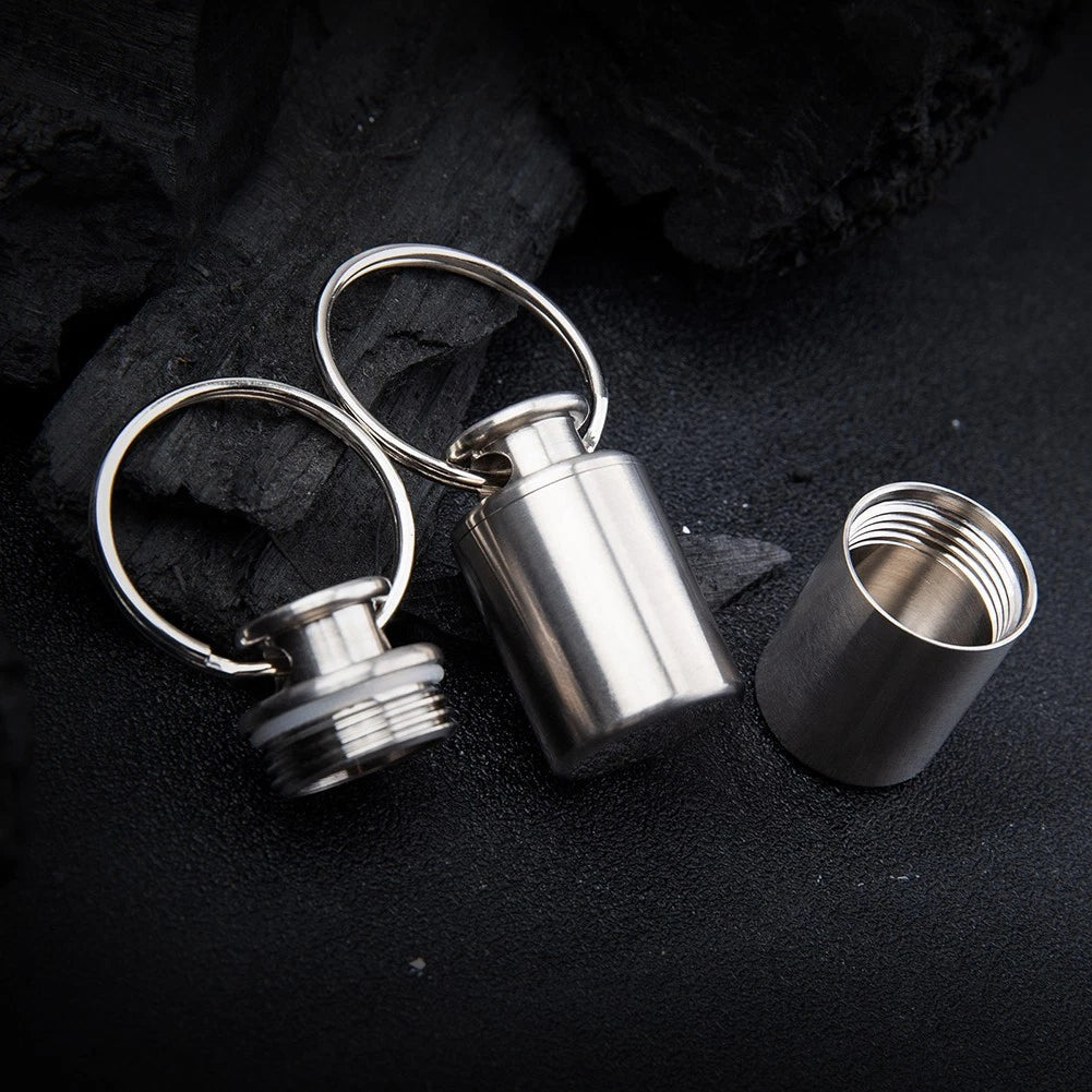 Keychain Pill Holder Case for Compact Waterproof Titanium Organizer