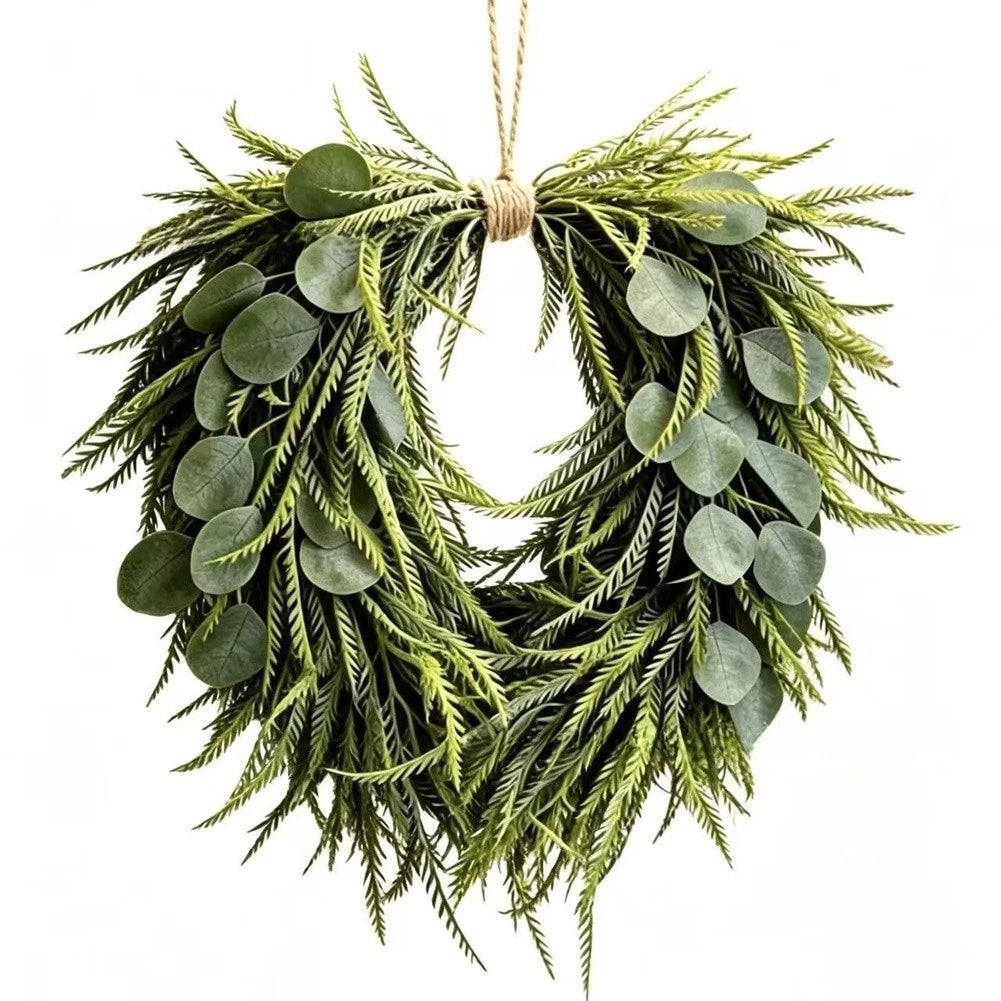 50cm Plastic Wreath with Eucalyptus and Fern for Easy Hanging Decor