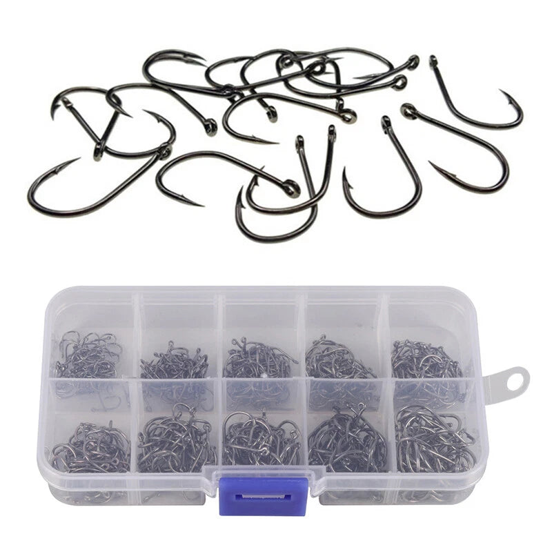 500 Pcs Carbon Steel Barbed Carp Hooks for Fishing