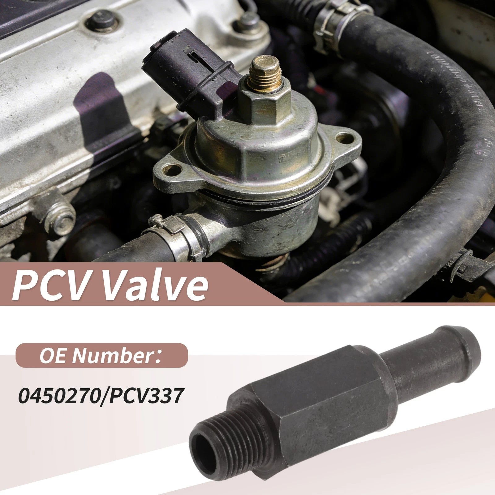 PCV Valve Replacement for Mitsubishi Eclipse (2002–2008) Metal Black