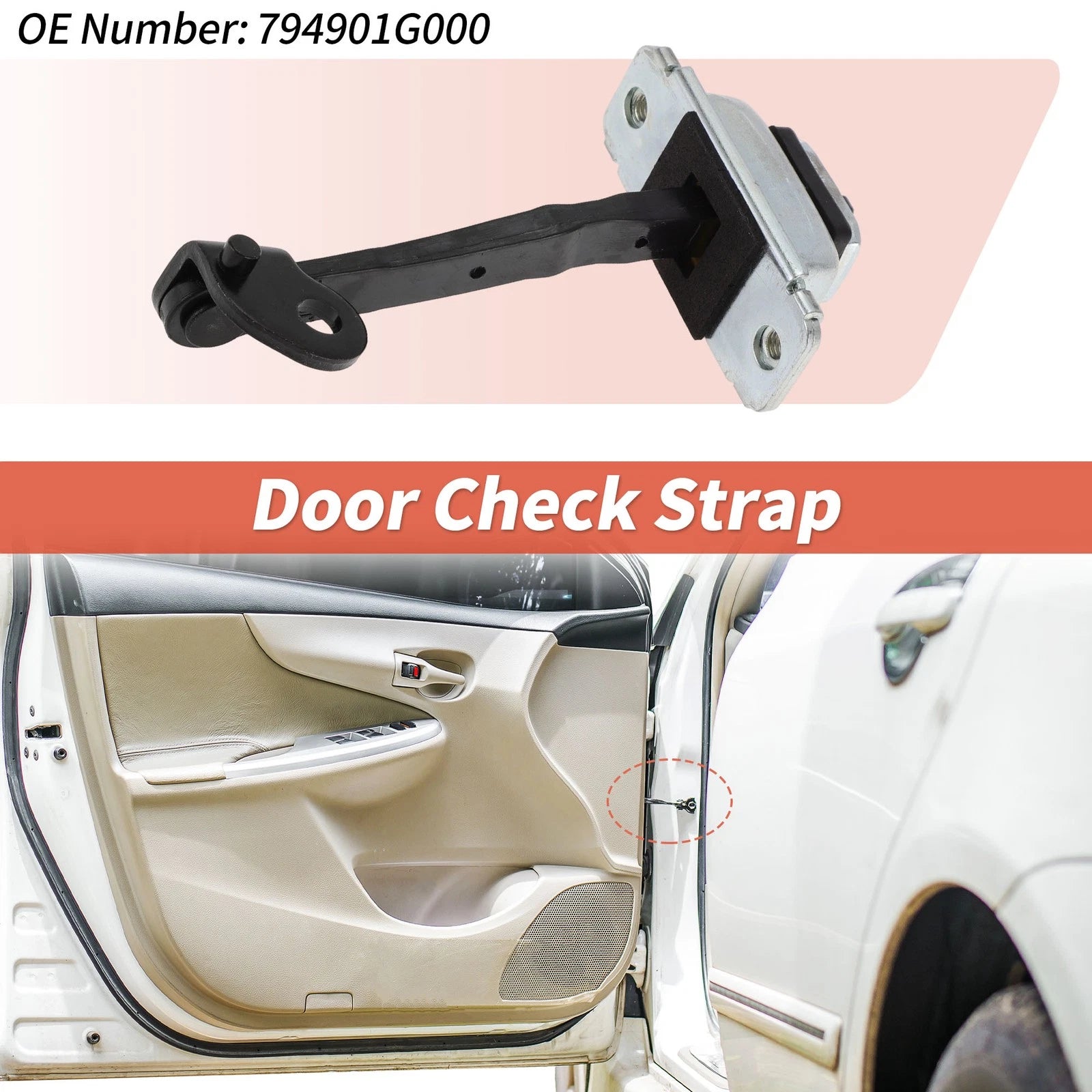 Door Check Strap Rear Right Replacement for Hyundai Accent (2006–2011)