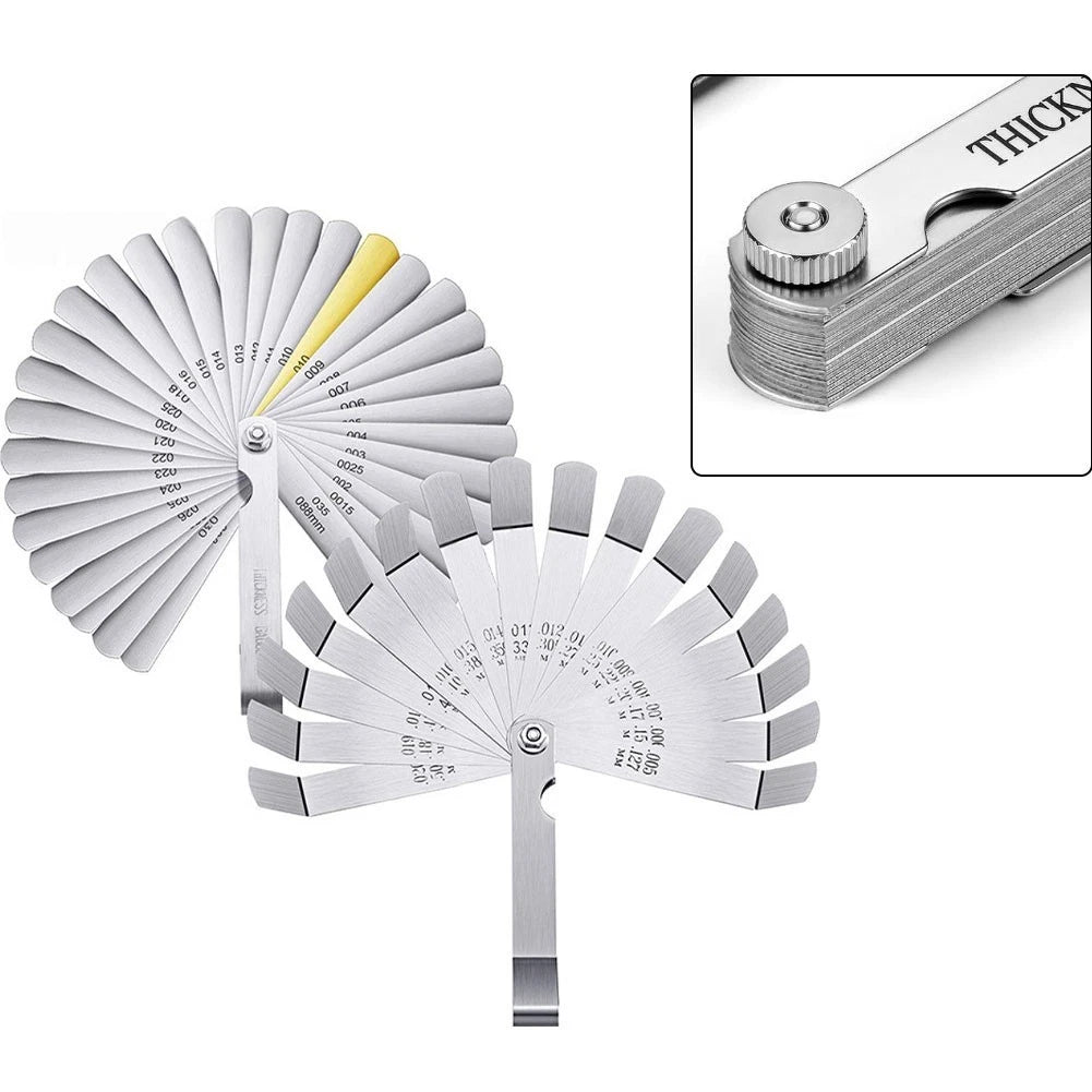 2PCS Feeler Gauge Set Stainless Steel with Rotating Hinge for Easy Use