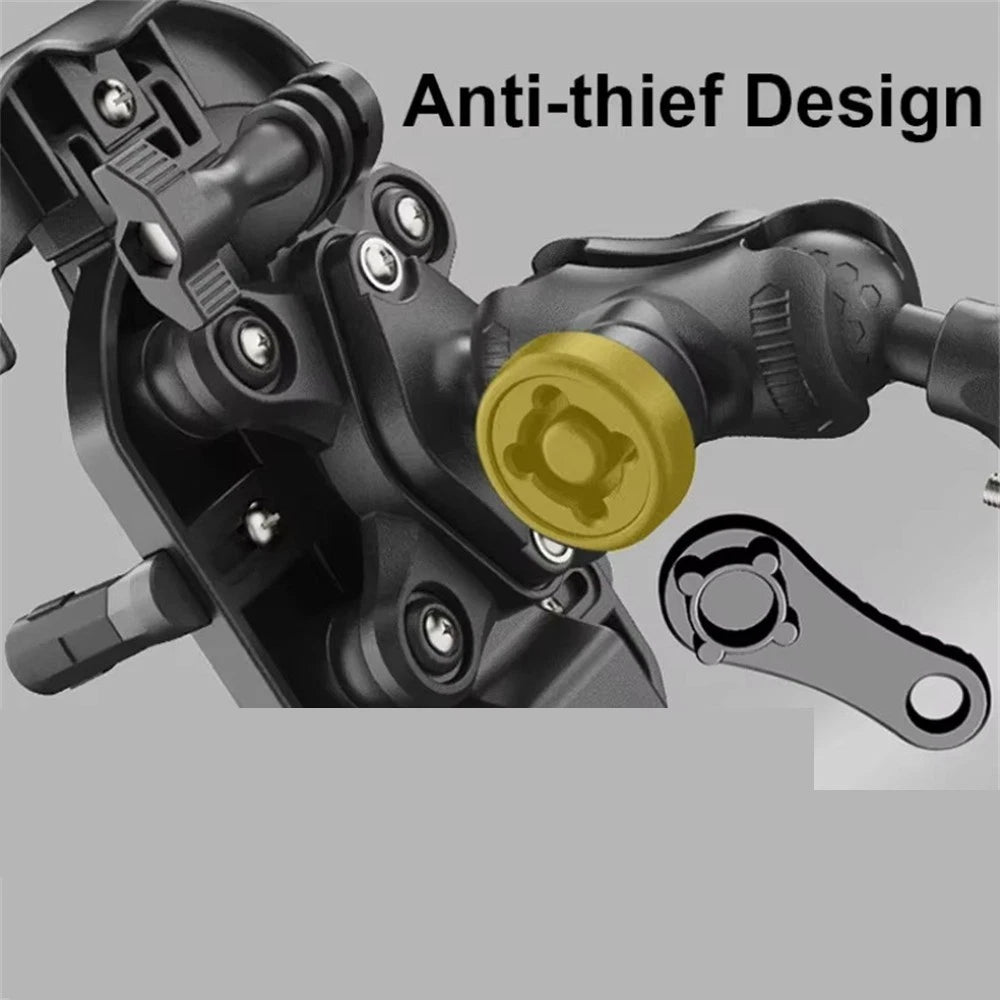 360° Rotation Phone Holder for Universal Motorcycle (16-32mm Handlebar)