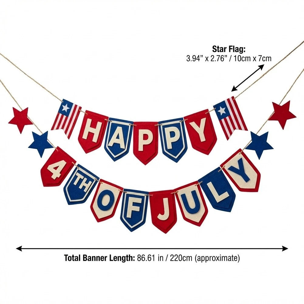 4th of July Banner with Stars Stripes Pattern for Home Decor