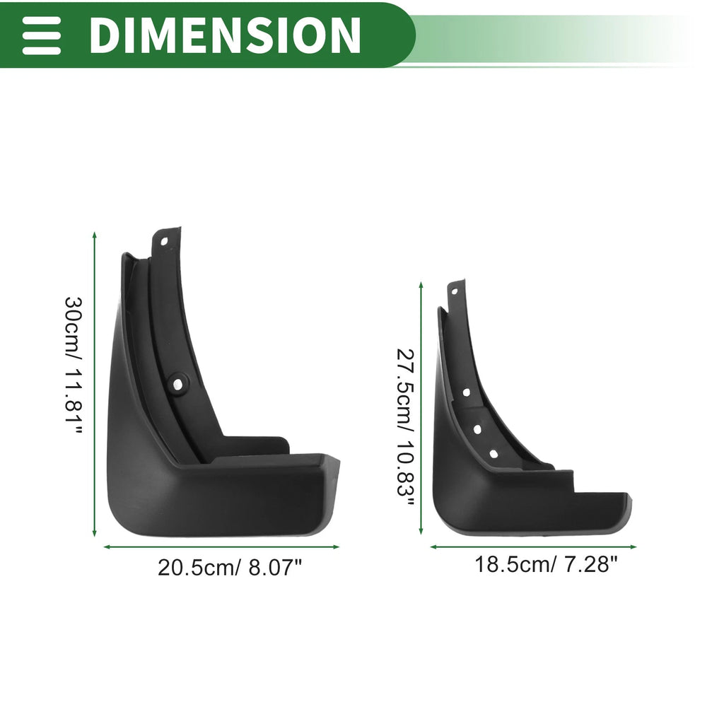 Mud Flap Splash Guard 1 Set Front Rear for Audi A4 Sedan (2020–2021)