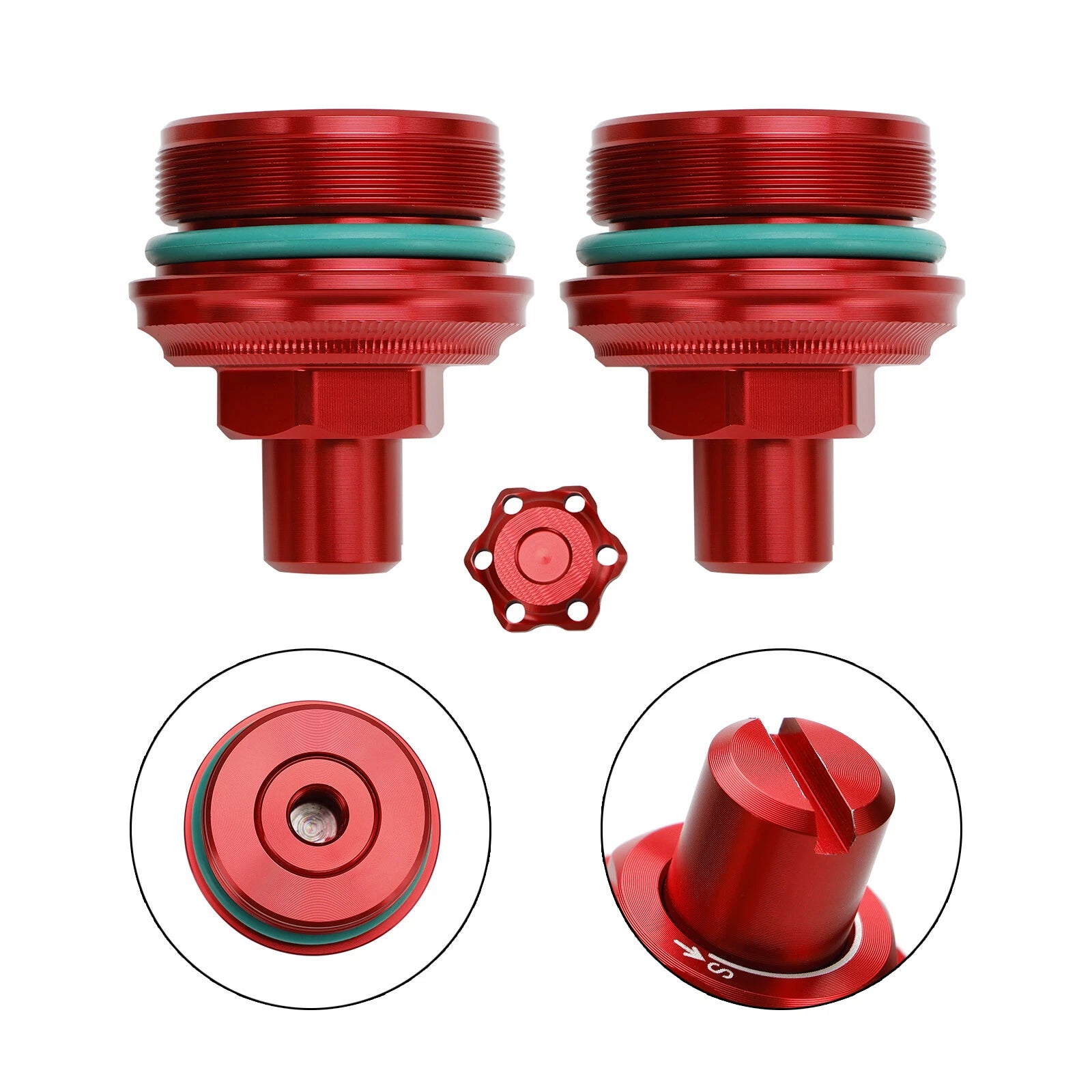 Pair Preload Adjuster Fork Bolt Screw Red for Yamaha MT-03 (2019–2023)
