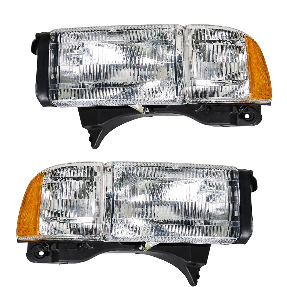 Set of 2 Headlights for Dodge Ram 1500 2500 3500 (1994–2002) Chrome