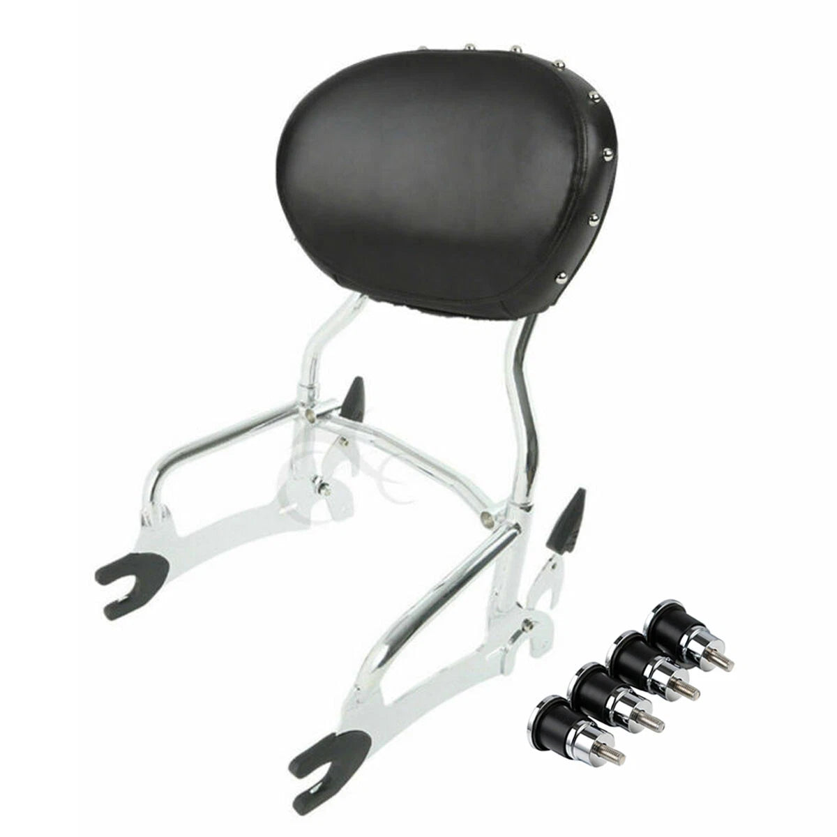 Chrome 12" Sissy Bar Black Backrest Mount Spools for Indian Chieftain (2014–2022)