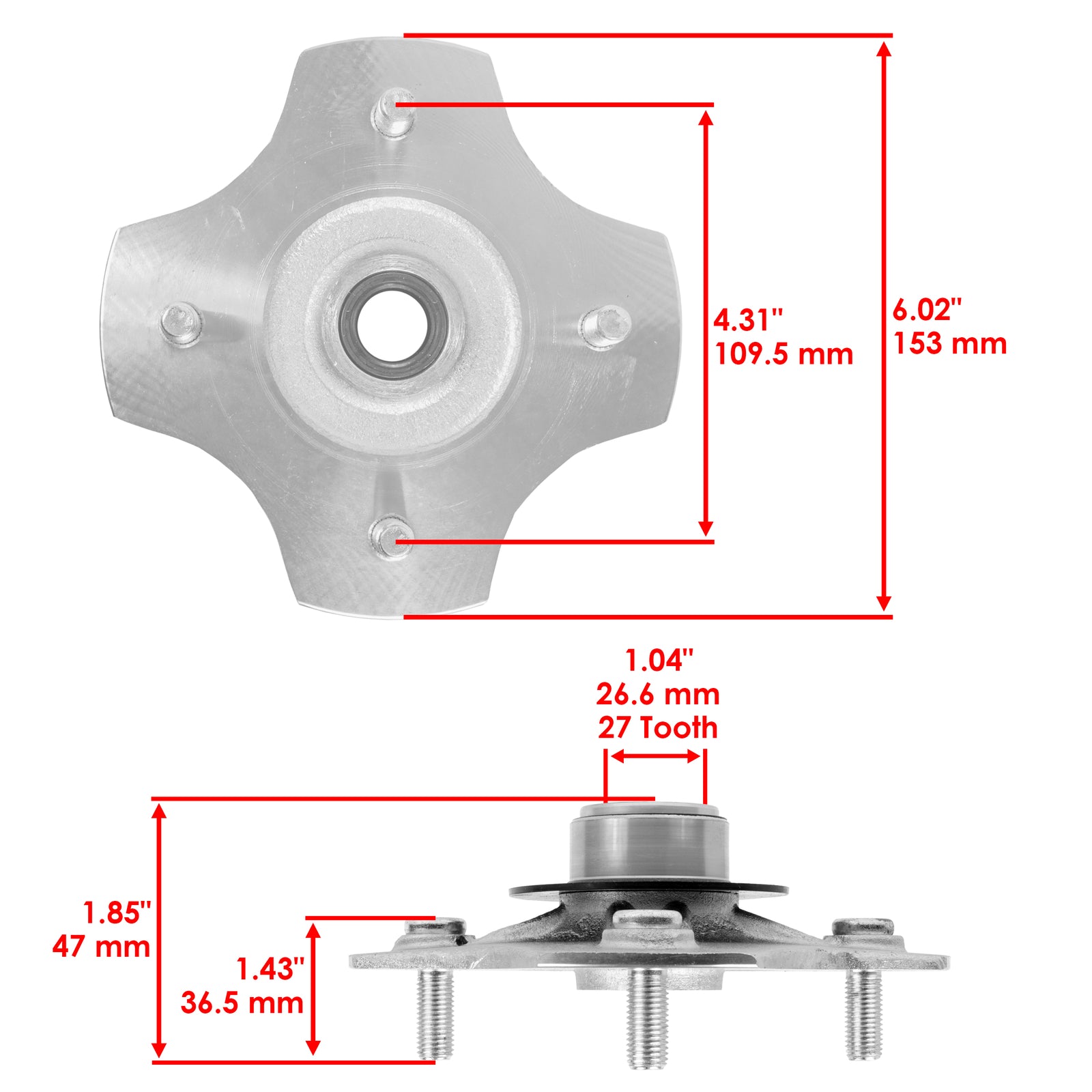 Rear Right Axle Wheel Hub Replacement for Honda TRX450FE Foreman 450 2002-2004