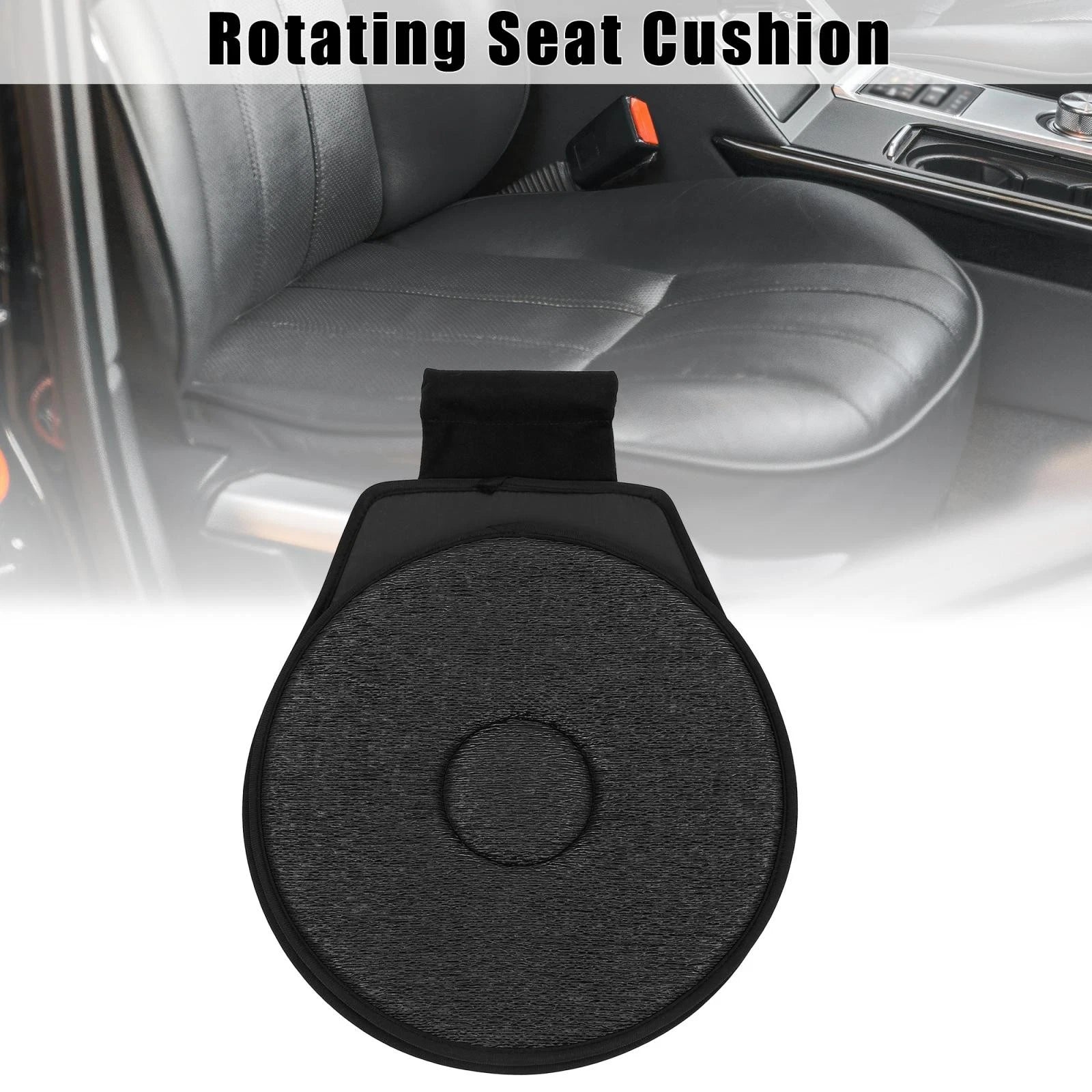 Car Seat Cushion for Universal Fit (Rotating, Thin, Black)