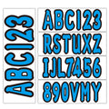 Set of 4 Personalized Boat Registration Decals A-Z & 0-9 Blue