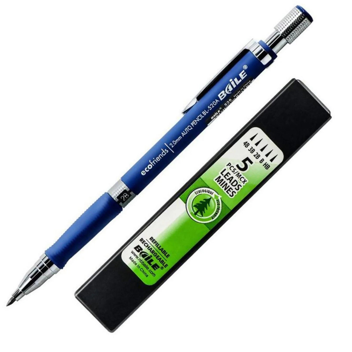 2B Lead Holder Mechanical Pencil with 5 Lead Refill for Drawing