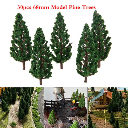 30pc Pine Trees for HO OO Scale Train Railroad Landscape (68mm)