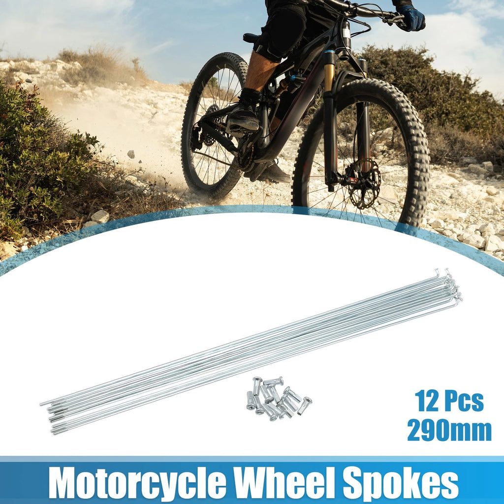 Bicycle Spokes J Bend 290mm Galvanized 12 Pack for 11mm Wheel Nipple Kit