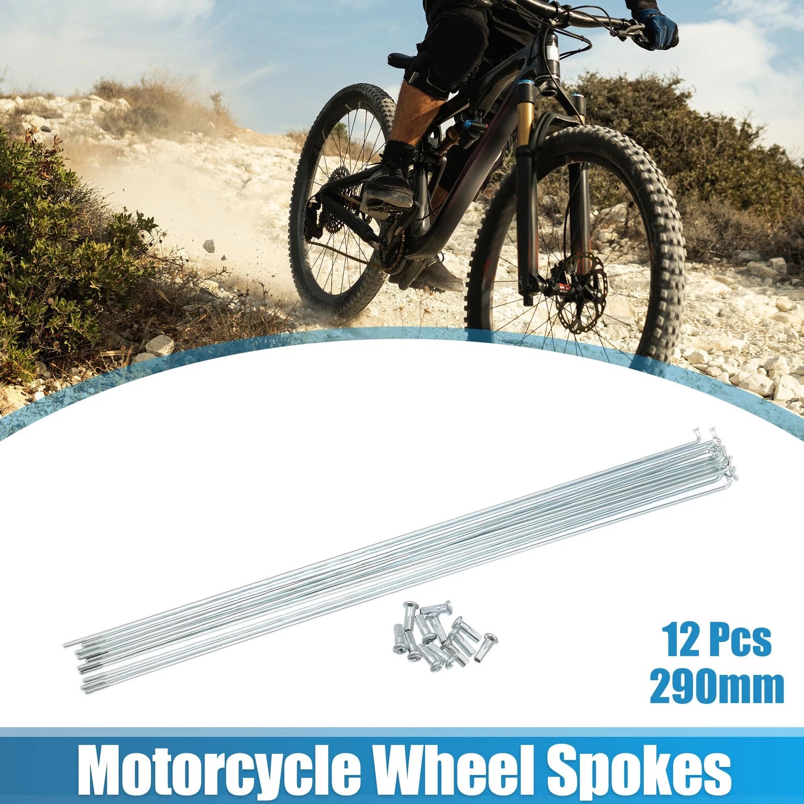 Bicycle Spokes J Bend 290mm Galvanized 12 Pack for 11mm Wheel Nipple Kit