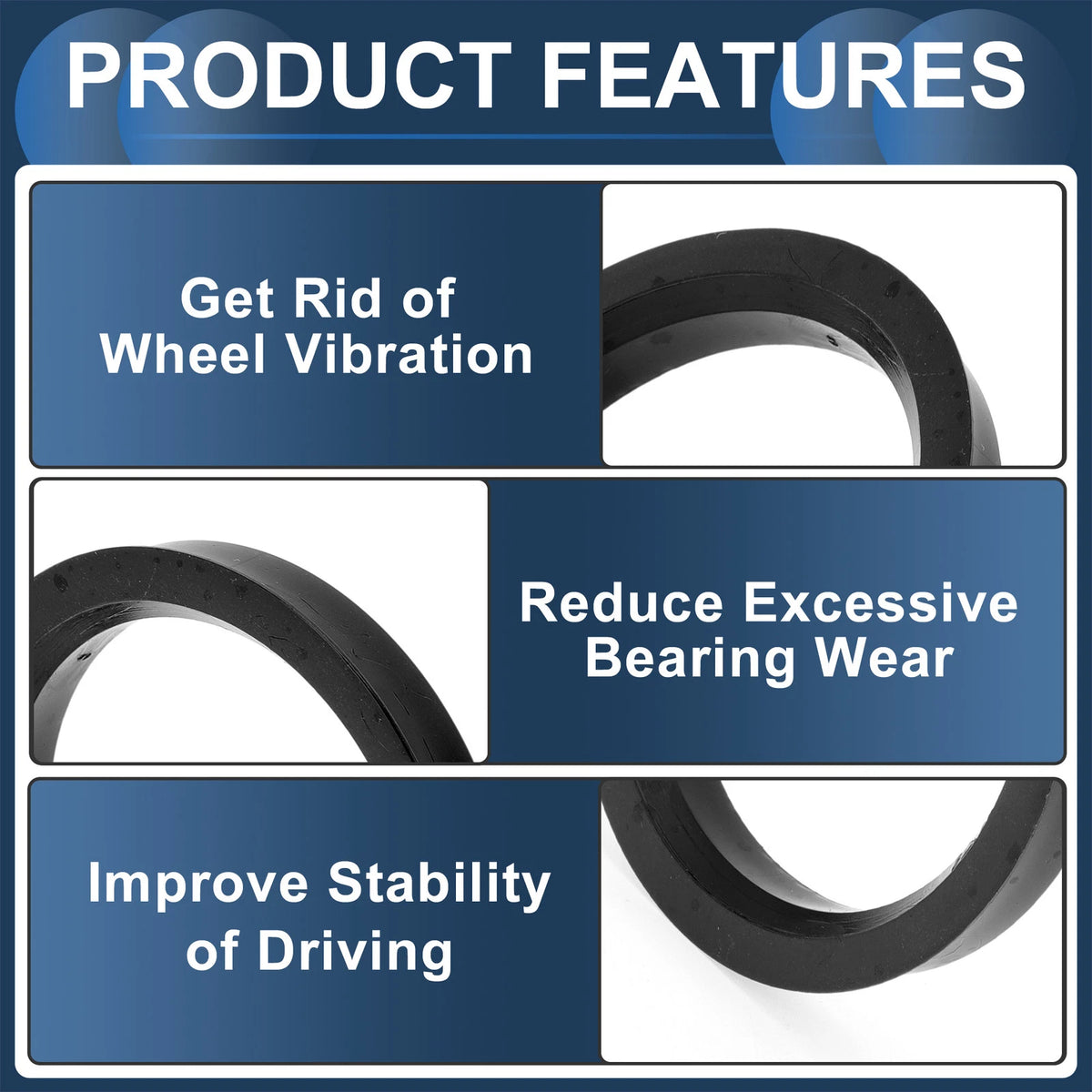 4X Wheel Hub Centric Rings for Car (71.6mm to 58.1mm) Black Polycarbonate