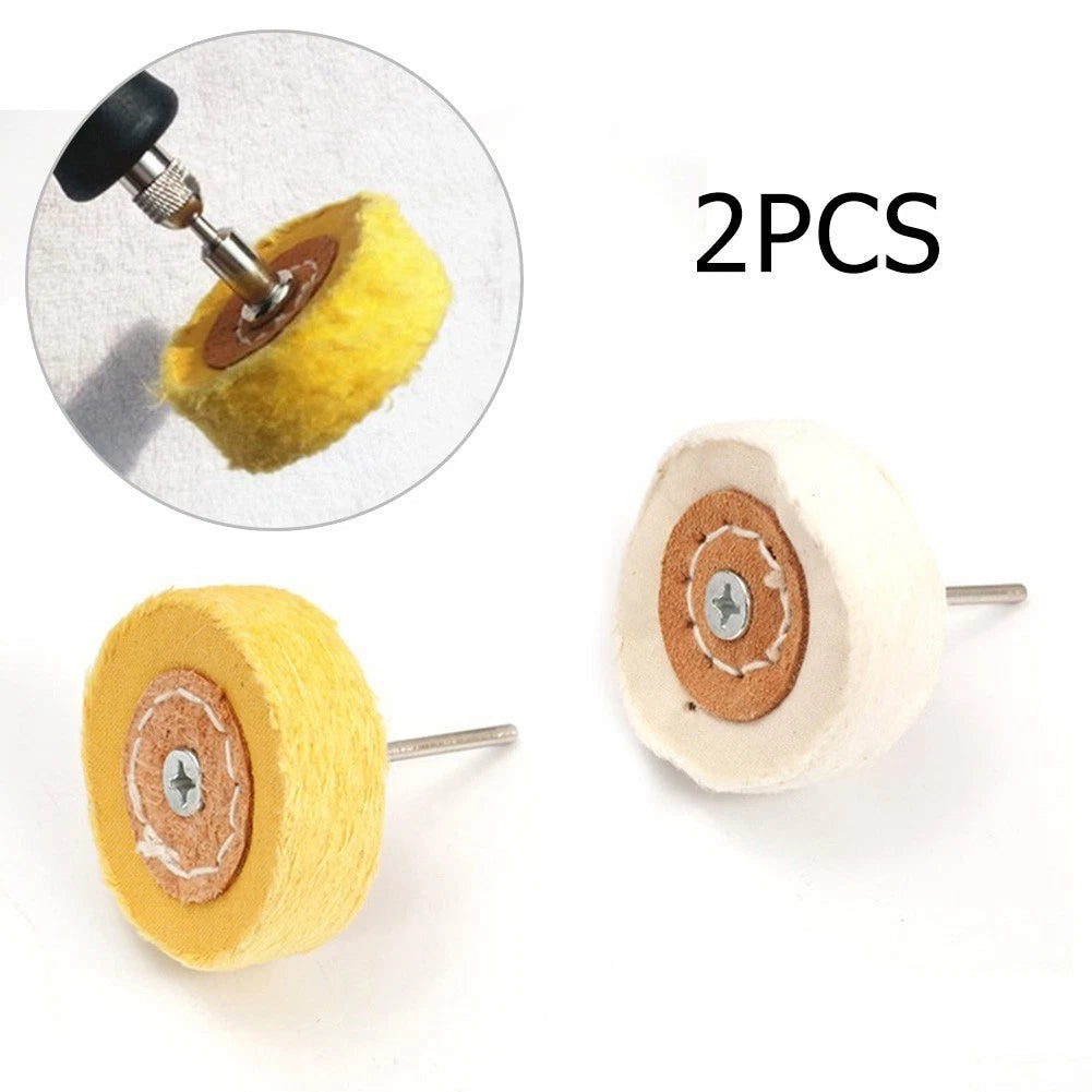 2X Polish Cloth Wheel 3mm Shank Brush Head for Rotary Tools